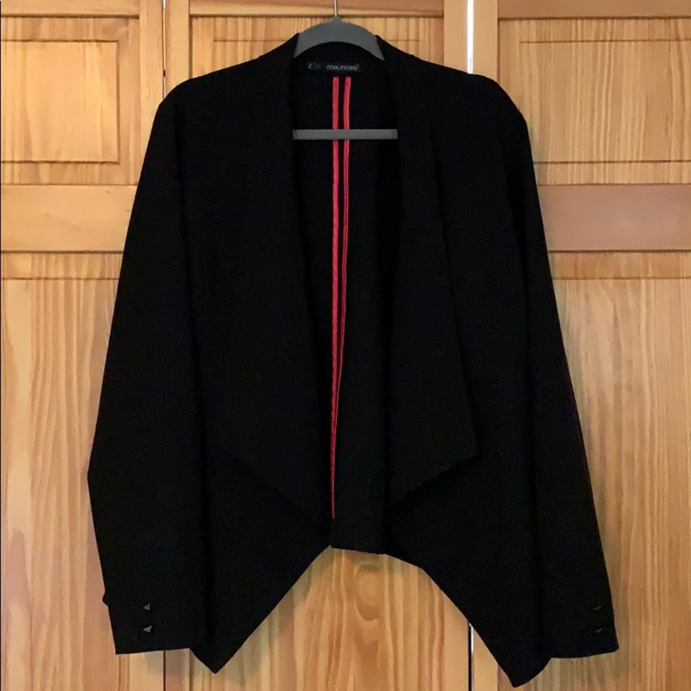 Maurices Black Open Front/Drape Style Blazer